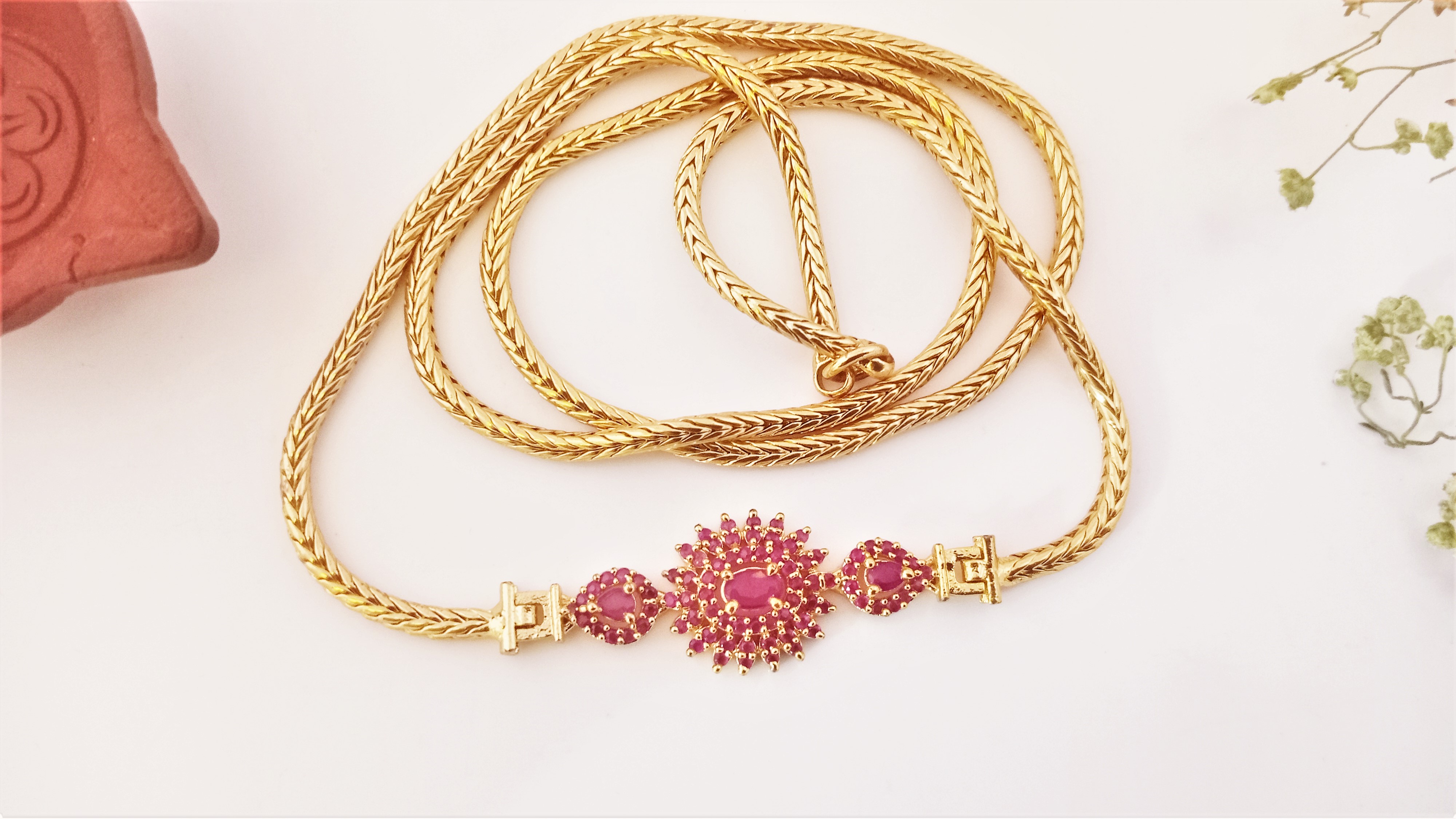 Diyas 24"(60cm) Mugappu Chain  Expertly Gold plated & adorned with stunning American Diamond Stones B1S2R
