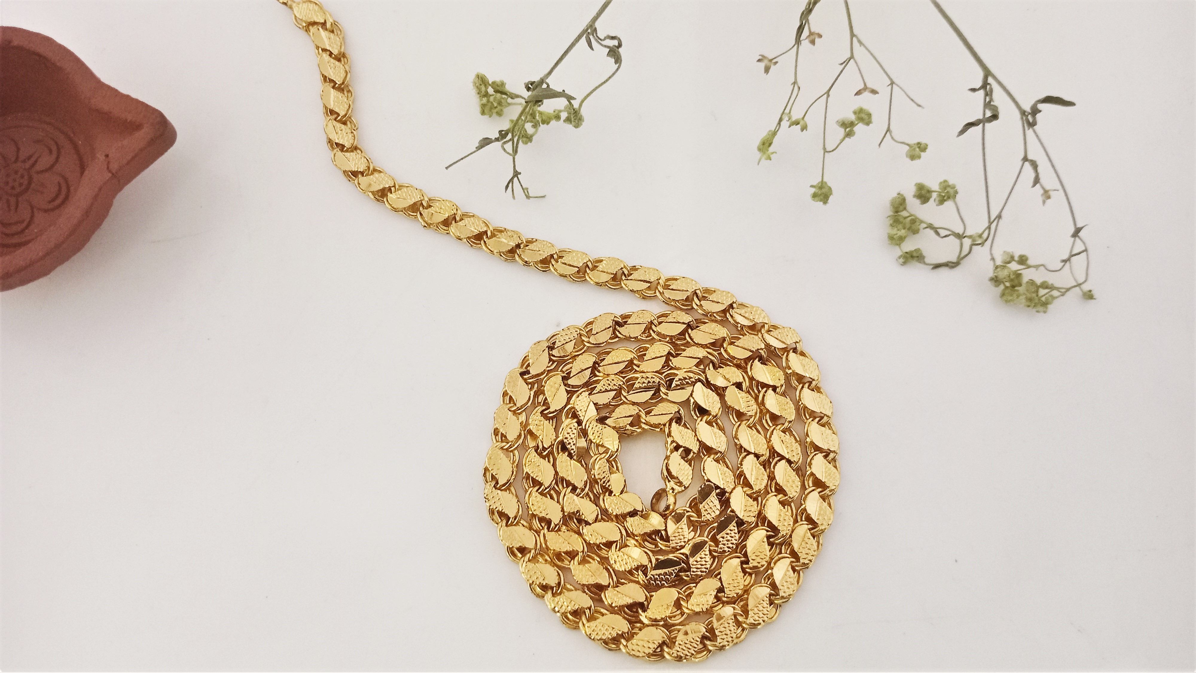 Diyas 24"(60cm) Chain  Expertly Gold plated Kerala Sdot