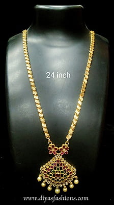 Diyas  Long chain with AD Dollar -Micro Gold Plated 24"(60cm)DDC2